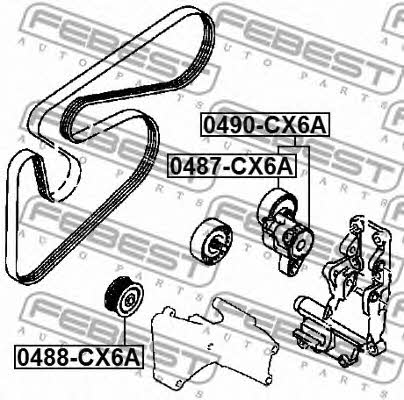 Ролик ремня поликлинового (приводного) Febest 0487-CX6A