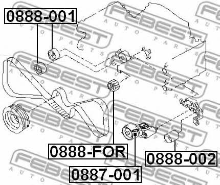 Ролик обводной ремня поликлинового (приводного) Febest 0888-002