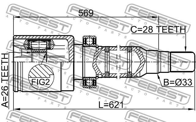 Шарнир равных угловых скоростей (ШРУС) Febest 2711-S60IIRH