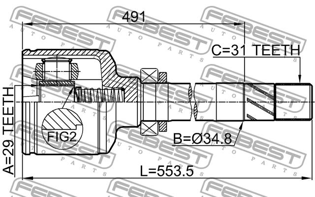 Шарнир равных угловых скоростей (ШРУС) Febest 2811-DUCRH