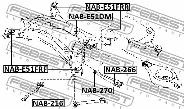 Сайлентблок задней балки Febest NAB-E51FRR