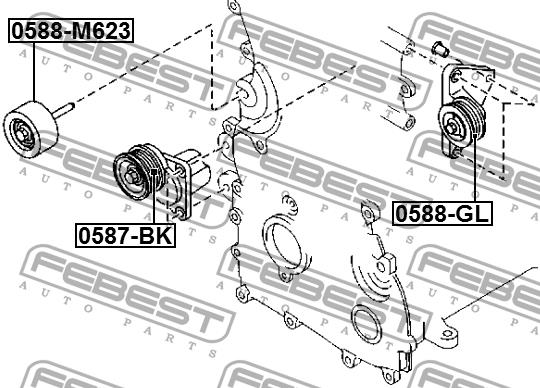 Ролик натяжной Febest 0587-BK