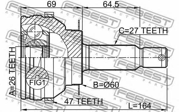 Шарнир равных угловых скоростей (ШРУС) Febest 1210-SON20A47