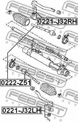 Тяга рулевая Febest 0222-Z51