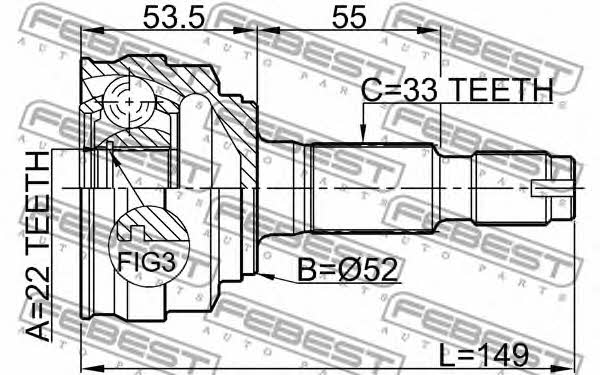 Шарнир равных угловых скоростей (ШРУС) Febest 1110-011
