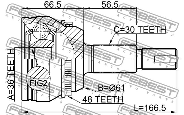 Шарнир равных угловых скоростей (ШРУС) Febest 0110-GSX30A48