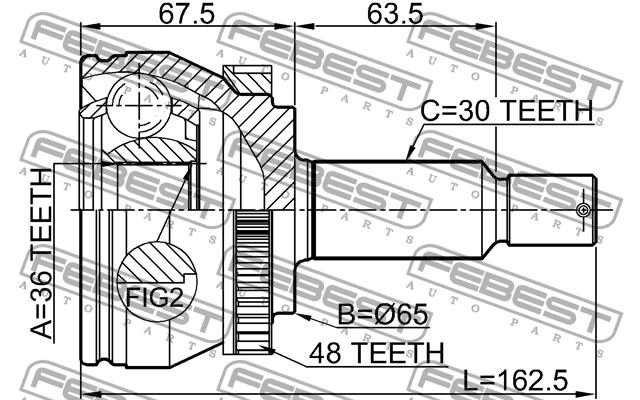 Шарнир равных угловых скоростей (ШРУС) Febest 1210-TUCMTA48