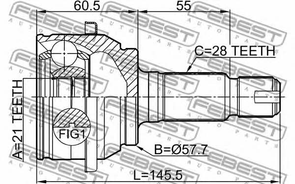 Шарнир равных угловых скоростей (ШРУС) Febest 2910-FLIR