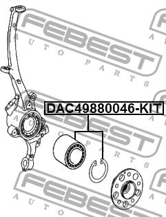 Подшипник передней ступицы колеса, комплект Febest DAC49880046-KIT
