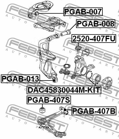 Сайлентблок переднего нижнего рычага передний Febest PGAB-407S