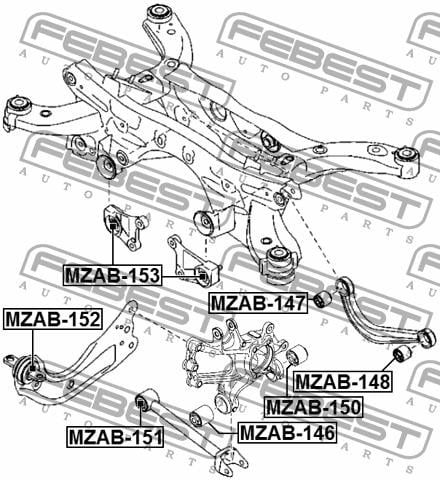 Сайлентблок задньої цапфи Febest MZAB-146