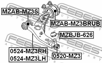 Сайлентблок переднего рычага задний Febest MZAB-MZ3BRUB