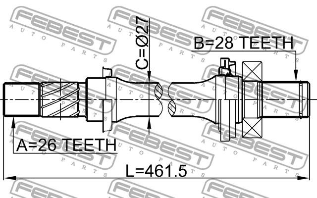 Полуось правая Febest 0512-M316AT