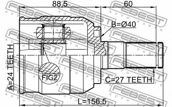 Шарнир равных угловых скоростей (ШРУС) Febest 1211-IX352WDRH