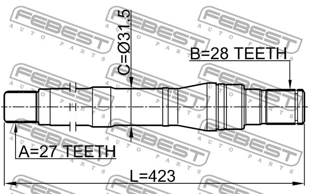 Полуось правая Febest 1212-SFBM
