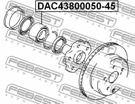 Подшипник задней ступицы колеса Febest DAC43800050-45