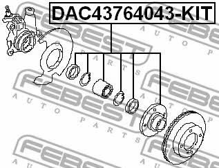 Подшипник ступицы колеса переднего Febest DAC43764043-KIT
