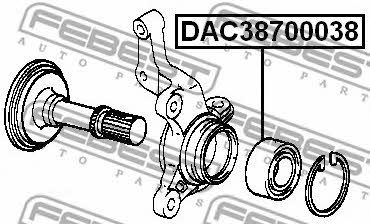 Подшипник ступицы колеса переднего Febest DAC38700038