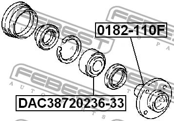 Подшипник ступицы колеса переднего Febest DAC38720236-33