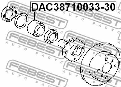Подшипник ступицы колеса переднего Febest DAC38710033-30