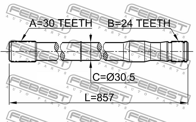 Полуось левая Febest 0112-LC80LH