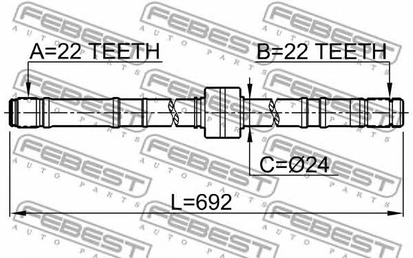 Полуось правая Febest 0212-P10RH