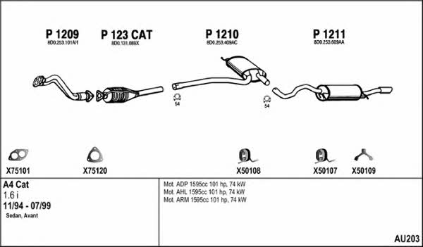  AU203 Система випуску відпрацьованих газів AU203: Купити в Україні - Добра ціна на EXIST.UA!
