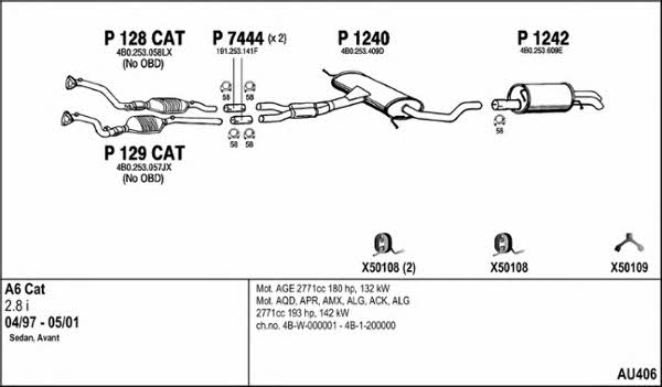  AU406 Система випуску відпрацьованих газів AU406: Купити в Україні - Добра ціна на EXIST.UA!