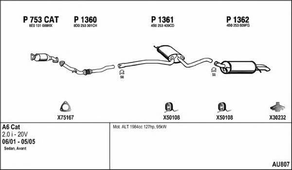  AU807 Система випуску відпрацьованих газів AU807: Купити в Україні - Добра ціна на EXIST.UA!