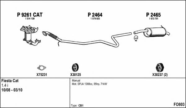  FO803 Система випуску відпрацьованих газів FO803: Купити в Україні - Добра ціна на EXIST.UA!