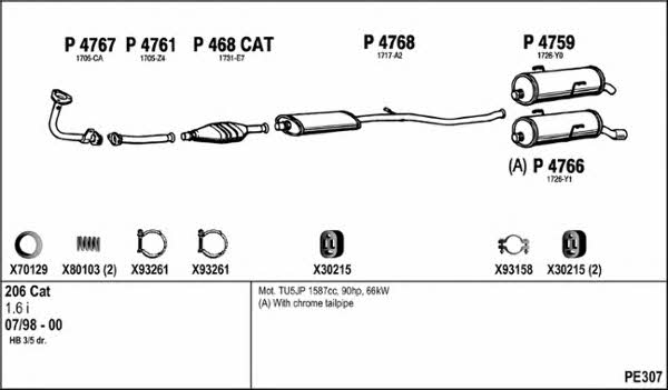  PE307 Система випуску відпрацьованих газів PE307: Купити в Україні - Добра ціна на EXIST.UA!