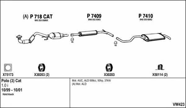  VW423 Система випуску відпрацьованих газів VW423: Купити в Україні - Добра ціна на EXIST.UA!