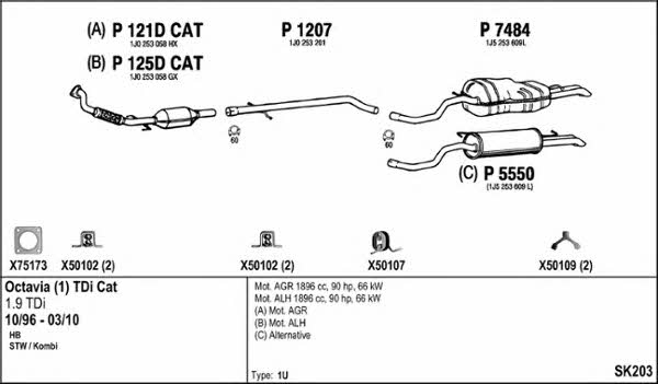  SK203 Система випуску відпрацьованих газів SK203: Купити в Україні - Добра ціна на EXIST.UA!