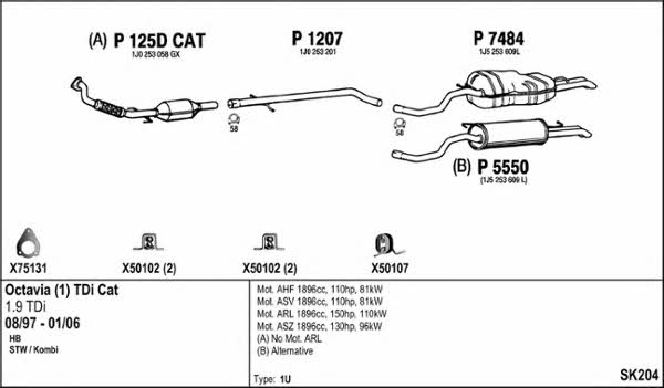  SK204 Система випуску відпрацьованих газів SK204: Купити в Україні - Добра ціна на EXIST.UA!
