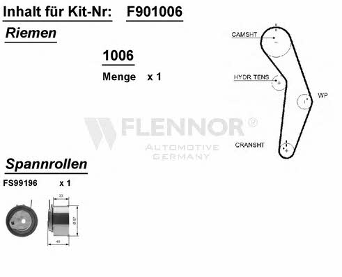 Flennor F901006 Комплект зубчастих ременів F901006: Купити в Україні - Добра ціна на EXIST.UA!