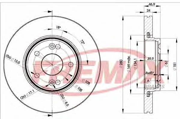 BD2234 Fremax Тормозной диск передний вентилируемый