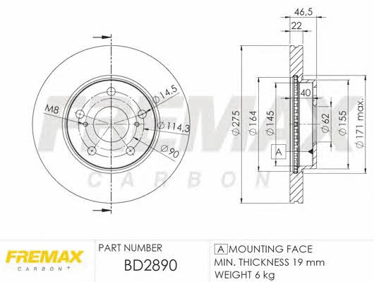Fremax BD-2890 Диск гальмівний задній вентильований BD2890: Купити в Україні - Добра ціна на EXIST.UA!