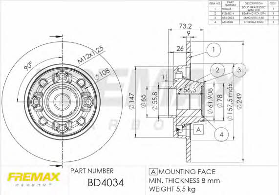 Fremax BD-4034 Диск гальмівний задній невентильований BD4034: Купити в Україні - Добра ціна на EXIST.UA!
