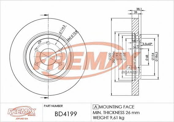 Fremax BD-4199 Диск гальмівний передній вентильований BD4199: Купити в Україні - Добра ціна на EXIST.UA!
