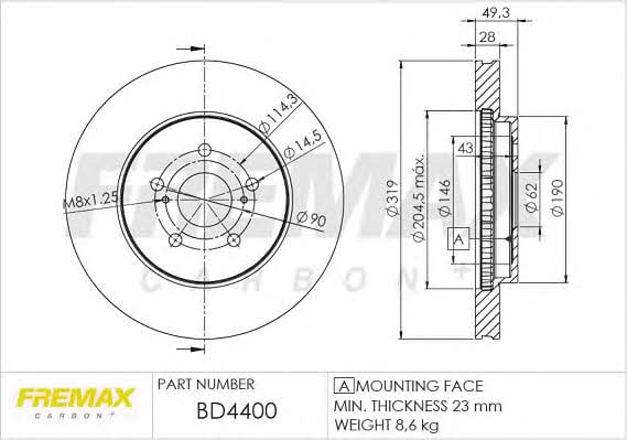 Fremax BD-4400 Диск гальмівний передній вентильований BD4400: Купити в Україні - Добра ціна на EXIST.UA!