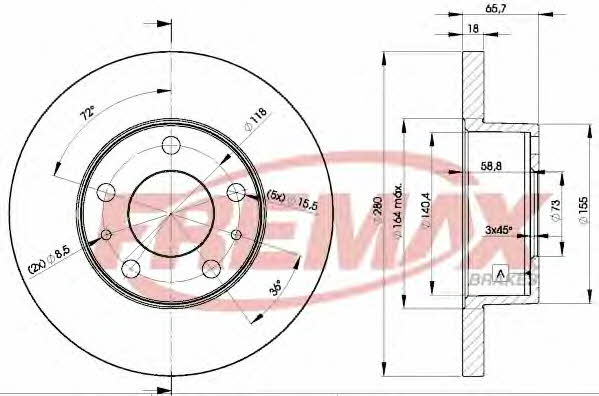 BD4680 Fremax Тормозной диск передний невентилируемый