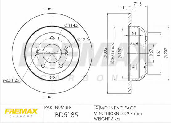 Fremax BD-5185 Диск гальмівний задній невентильований BD5185: Купити в Україні - Добра ціна на EXIST.UA!