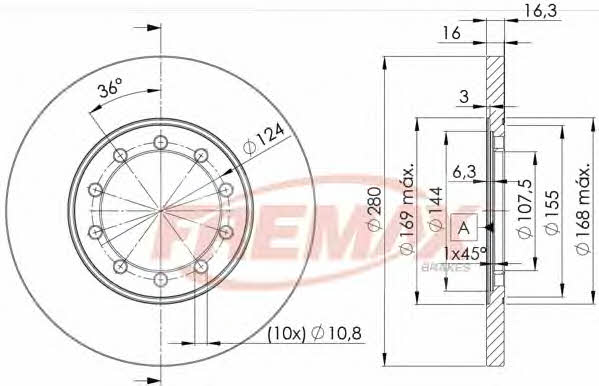 BD5631 Fremax Диск гальмівний задній невентильований