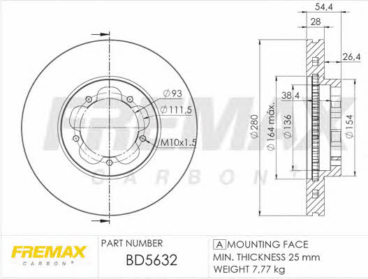 Fremax BD-5632 Диск гальмівний передній вентильований BD5632: Купити в Україні - Добра ціна на EXIST.UA!