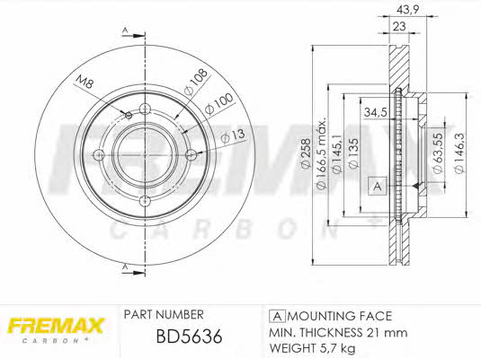 Fremax BD-5636 Диск гальмівний передній вентильований BD5636: Купити в Україні - Добра ціна на EXIST.UA!