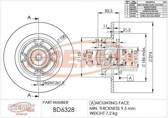 Fremax BD-6328 Диск гальмівний задній невентильований BD6328: Купити в Україні - Добра ціна на EXIST.UA!