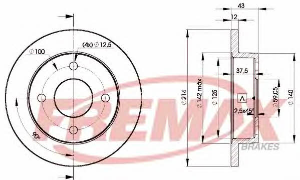 BD7460 Fremax Тормозной диск передний невентилируемый