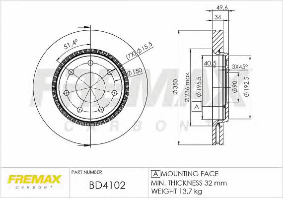 Fremax BD-4102 Диск гальмівний передній вентильований BD4102: Купити в Україні - Добра ціна на EXIST.UA!