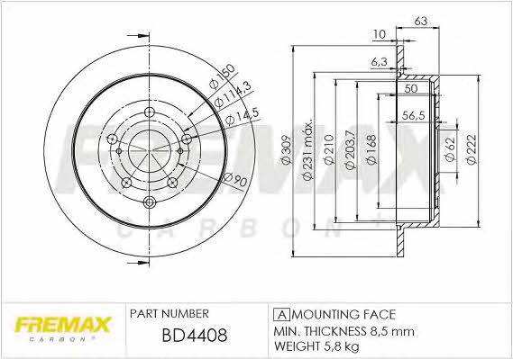 Fremax BD-4408 Диск гальмівний задній невентильований BD4408: Купити в Україні - Добра ціна на EXIST.UA!