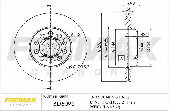 Fremax BD-6095 Диск гальмівний передній вентильований BD6095: Купити в Україні - Добра ціна на EXIST.UA!